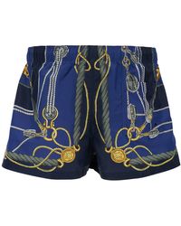 Versace - 'nautical' Blue Smiwsuit Trunks With Barocco Motif In Tech Fabric Man - Lyst