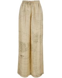 Rohe - Silk Pants With Elastic Waist And Drawstring All-Over Print For Trousers - Lyst