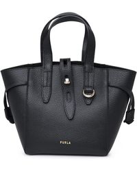 Furla - Black Leather Net Mini Tote Bag - Lyst