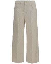 Brunello Cucinelli - Square-Leg Dyed Furry Pants With Monili Ecru' Cotton - Lyst