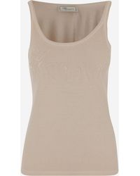Blumarine - Jersey Top With Cast-Effect Logo - Lyst