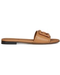 Fendi - Tan Leather Baguette Slides - Lyst