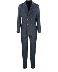 Eleventy - Denim Effect Double-Breasted Suit - Lyst
