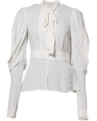 Dolce & Gabbana - Viscose Ascot Collar Long Sleeves Top Elastane - Lyst