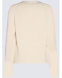 Ami Paris - Ivory Cotton And Wool Blend Sweater - Lyst