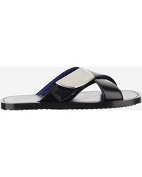 Burberry - Strip Shield Leather Slippers - Lyst