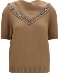 Prada - Cashmere Sweater With Jewel Scarf Sweatshirts - Lyst
