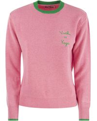 Mc2 Saint Barth - Wool And Cashmere Blend Jumper With Vodka Vs Yoga Embroidery - Lyst