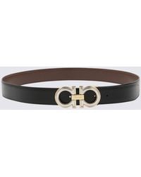 Ferragamo - Black And Cocoa Brown Leather Gancini Reversible Belt - Lyst