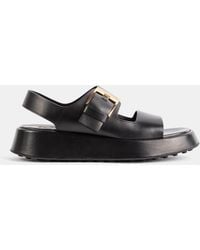 Tod's - Nappa Leather Double-Strap Sandal With Thick Sole - Lyst