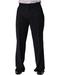 Dolce & Gabbana - Stripe Straight Dress Trouser Pants Polyester Wool Elastane - Lyst