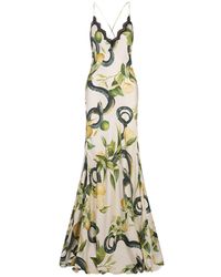 Roberto Cavalli - Ivory Long Petticoat Dress With Lemons Print - Lyst