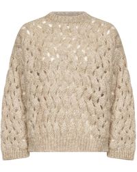 Brunello Cucinelli - Sand Dazzling Zigzag Cables Sweater - Lyst