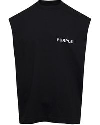 Purple Brand - Sleeveless Crew Neck T-Shirt With Logo Print - Lyst