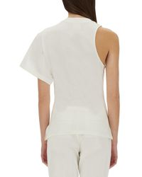 Courreges - One-Shoulder T-Shirt Scuba Cotton T-Shirts - Lyst