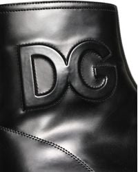 Dolce & Gabbana - Leather Embossed Logo Ankle Boots Shoes - Lyst