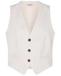 Brunello Cucinelli - Off Cotton Linen Vest - Lyst