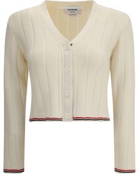 Thom Browne - Ladder Full Needle Rib Stitch V Neck Car - Lyst