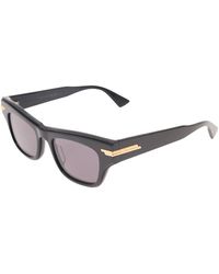 Bottega Veneta - Bv1122s Black Rectangular Sunglasses With Golden Detail In Acetate - Lyst