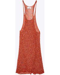 Laneus - Pailletes Tank Net Knitted Short Dress With Sequins - Lyst