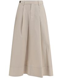 Brunello Cucinelli - Cotton Poplin Skirt With Monili Detail - Lyst