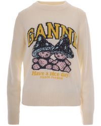 Ganni - Graphic Crewneck Sweater - Lyst