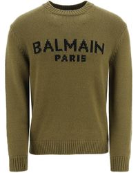 Balmain - Oversized Wool Logo Sweater - Lyst