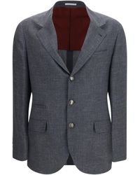 Brunello Cucinelli - Deconstructed Jacket Flame-Textured Wool, Silk, And Linen - Lyst