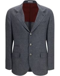 Brunello Cucinelli - Deconstructed Jacket Flame-Textured Wool, Silk, And Linen - Lyst