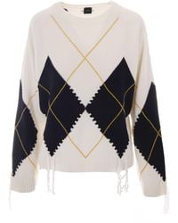Pinko - Cream Berna Intarsia Wool-Blend Sweater - Lyst