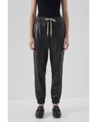 Brunello Cucinelli - Leather Relaxed Trousers - Lyst