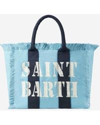 Mc2 Saint Barth - Vanity Canvas Shoulder Bag With Logo Print - Lyst