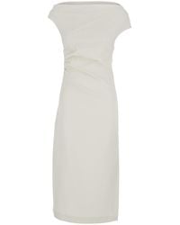 P.A.R.O.S.H. - Long Dress With Square Neckline And Draped Details - Lyst