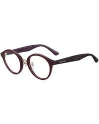 Jimmy Choo - Eyeglasses Round Full Rim, Burgundy With Glitter Frame And Clear Demo Lens Jc197-F0Mxw00 - Lyst