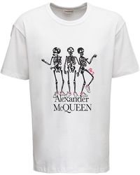 Alexander McQueen White Cotton T-shirt With Skull Print