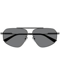 Bottega Veneta - Sunglasses Aviator Full Rim, Ruthenium Frame And Lens Bv1194S001 - Lyst