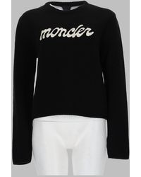 Moncler - Sweater With Contrast Logo — Wool-Cashmere, Cashmere Virgin Wool Jumpers - Lyst