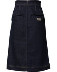 Dolce & Gabbana - Dark Cotton A-Line Denim Midi Skirt Co+03 - Lyst