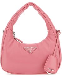 Prada - Pink Nappa Leather Mini Soft Handbag - Lyst