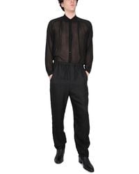 Saint Laurent - High Waist Pants Viscose Trousers - Lyst