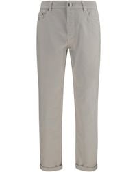 Brunello Cucinelli - Jeans With Turn-Up Hem Cotton; Elastane - Lyst