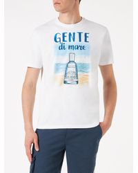 Mc2 Saint Barth - Cotton T-Shirt With Gente Di Mare Print Gin Mare Special Edition - Lyst