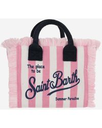 Mc2 Saint Barth - Colette Tote Bag With Striped Pattern And Logo - Lyst