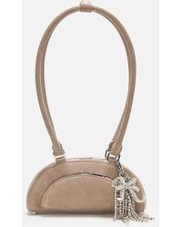 Self-Portrait - Suede Mini Shoulder Bag With Charm - Lyst