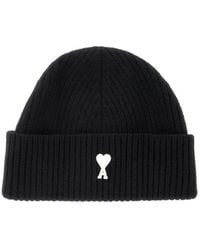 Ami Paris - Ami Paris Ubo006 Wool Ribbed Beanie - Lyst