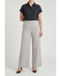 Brunello Cucinelli - Off Striped Wide Trousers - Lyst