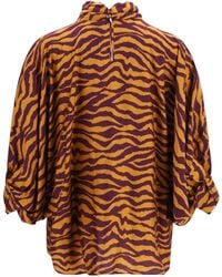 Kristina Ti - Viscose And Silk Blouse With High Collar Viscose; Shirt - Lyst