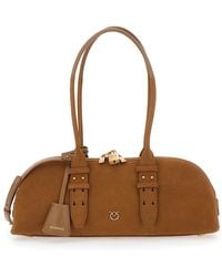 Pinko - Shoulder Bag Bowling Horizontal Suede Leather - Lyst