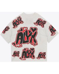1017 ALYX 9SM - Oversize Needle Punch Graphic Tee Off White Distressed Jersey T-shirt With Logo Pattern - Oversize Needle Punch Graphic Tee - Lyst