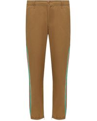 gucci Brown Gg Web Cotton Trousers